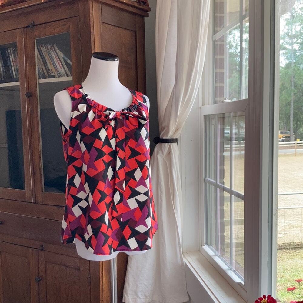 LOFT Purple/Black/White/Red Sleeveless Top, Size MP